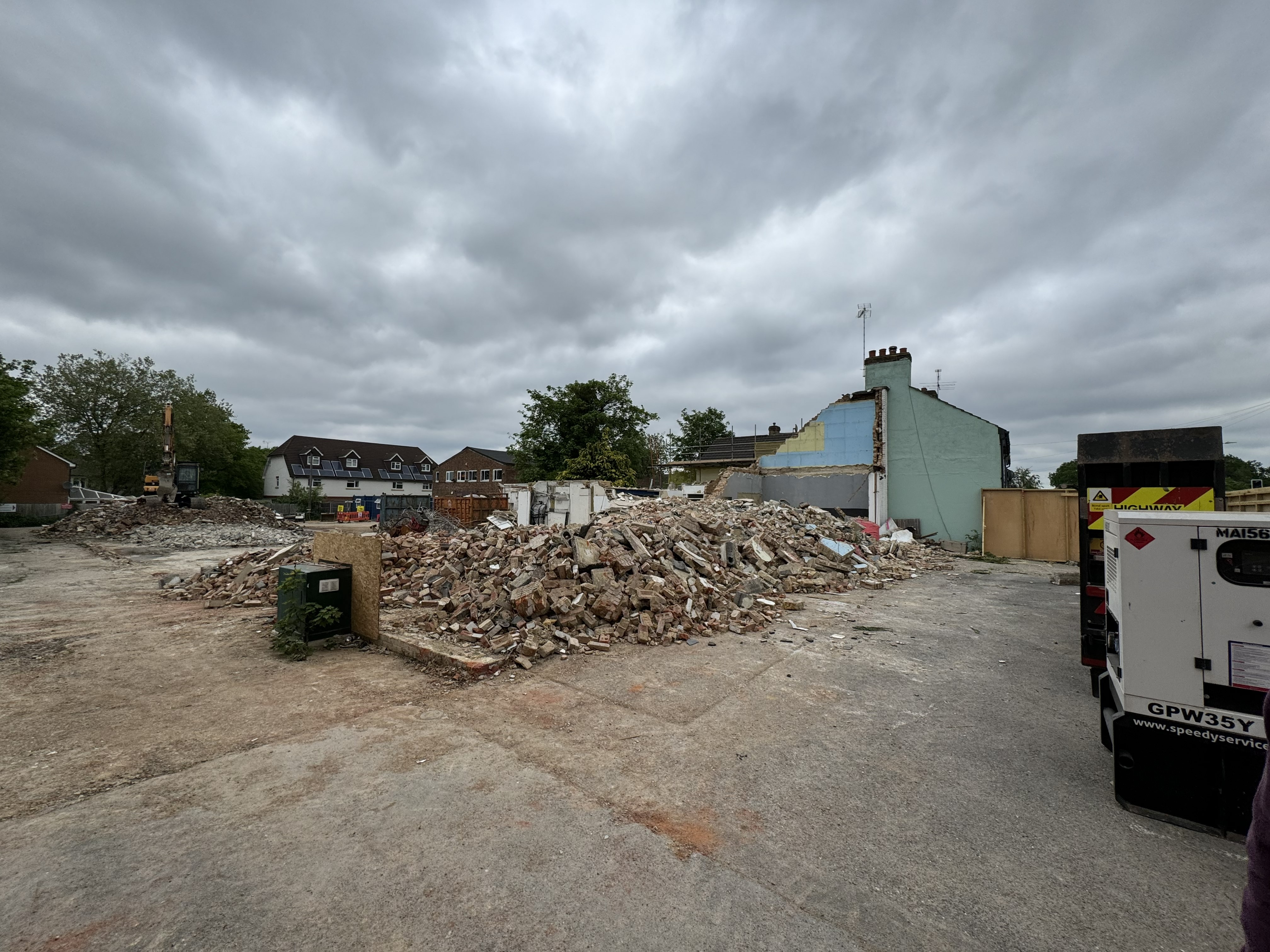 Demolition remaining slab breaking facing Lynchford Road