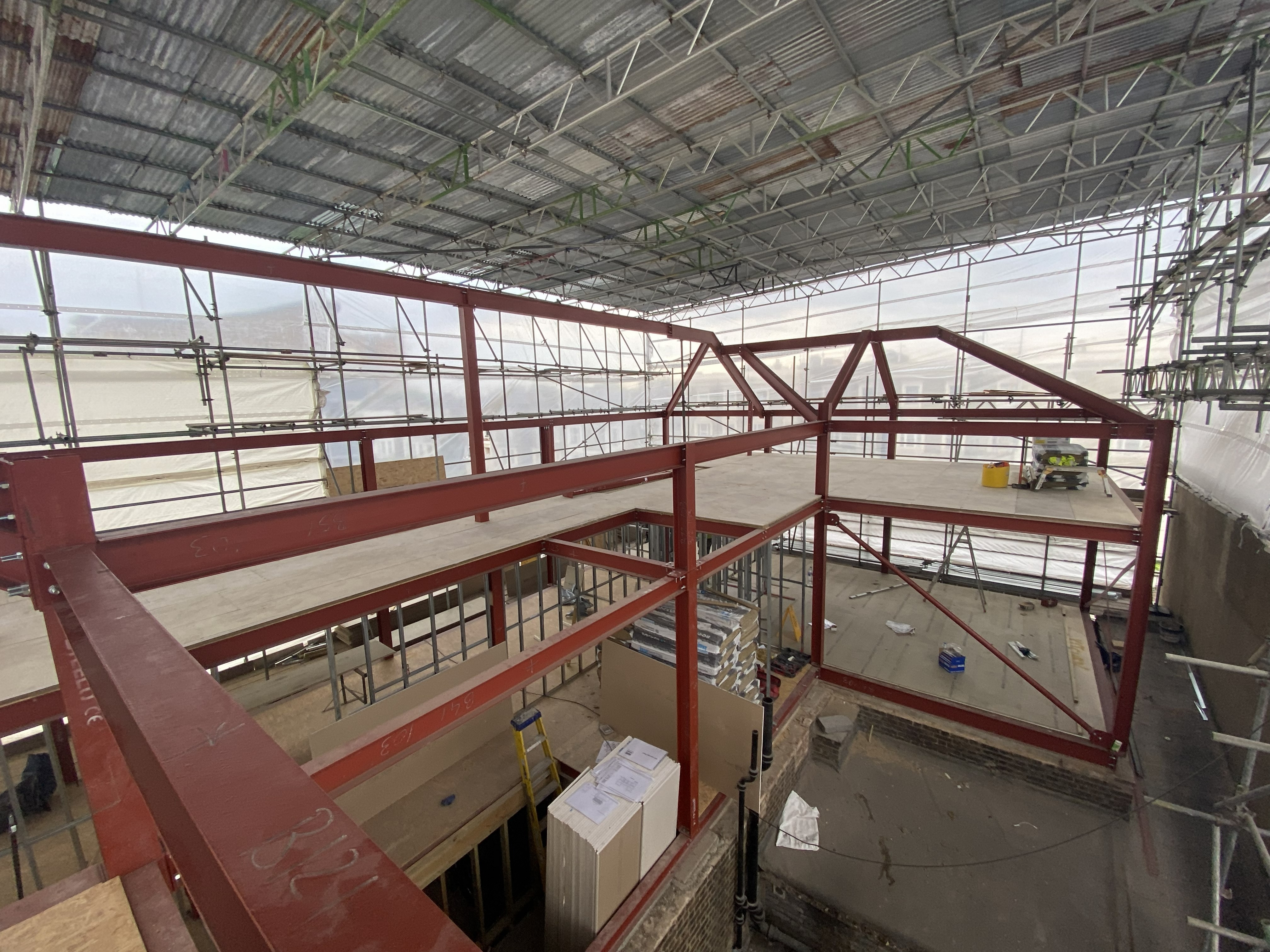 Steel frame multi level structure scaffolding canopy